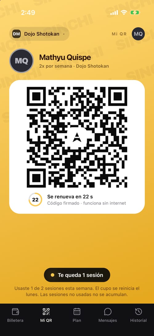 Mi QR: el código del alumno, que se renueva cada 30 segundos y funciona sin internet.