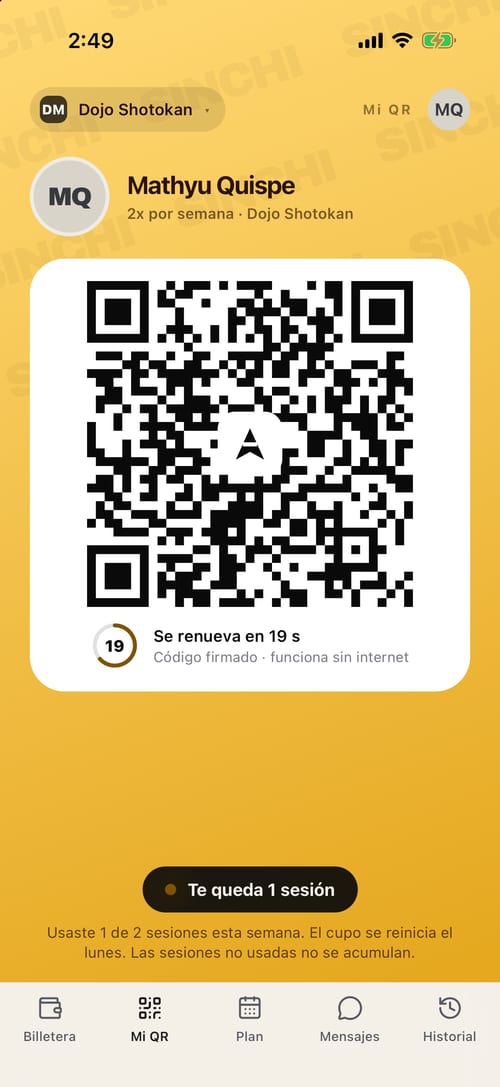 Mi QR: el código del alumno, que se renueva cada 30 segundos y funciona sin internet.